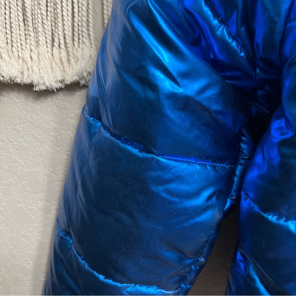 Champion X NASA men sz XS Metallic Puffer Jacket Blue Quilted - Picture 6 of 16